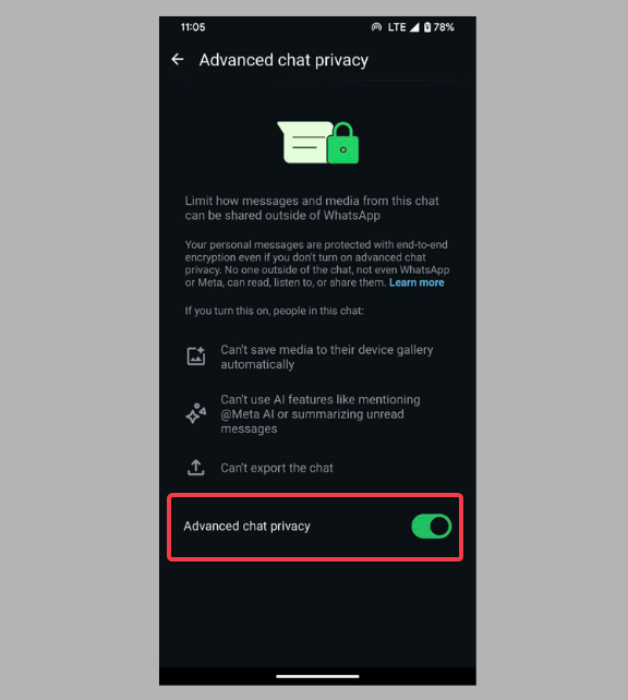 Enable Advanced Chat Privacy