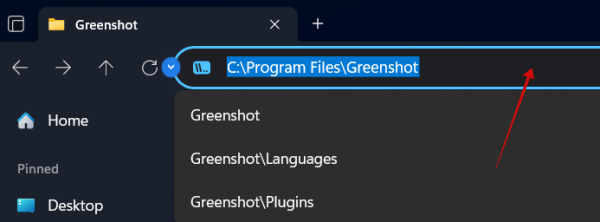 Clicking empty space in breadcrumb bar to edit it in Files app on Windows.