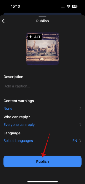 Publishing new post on Flashes app. 