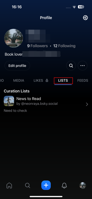 Viewing Lists tab in Flashes app. 