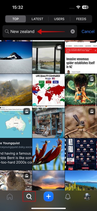 Searching using keyword in Flashes app. 