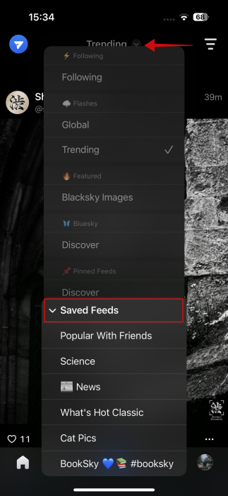 Viewing new feeds you've just added in Flashes app. 