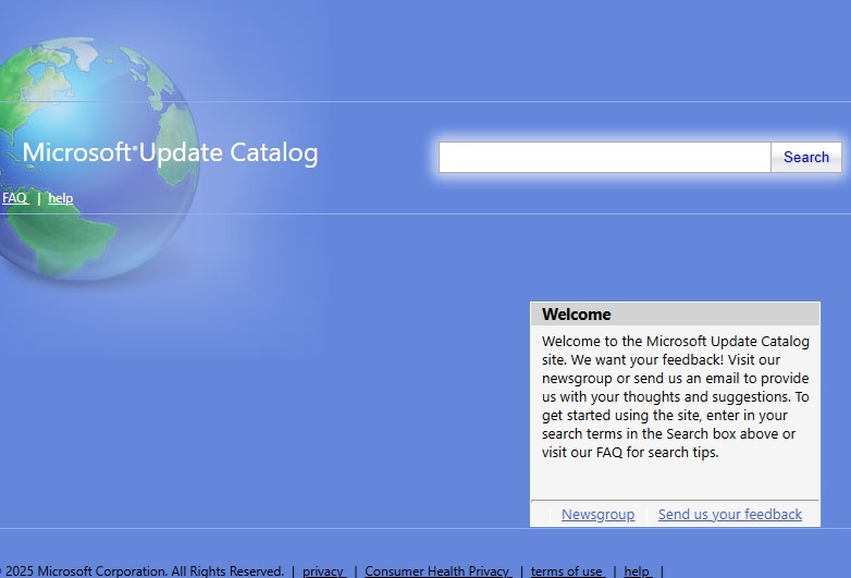 Finding updates on Microsoft Update Catalog.