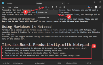 Use Markdown and Rich Text Formatting in Windows 11 Notepad - Make Tech ...