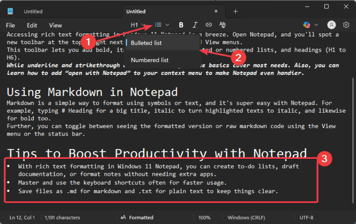 Use Markdown and Rich Text Formatting in Windows 11 Notepad - Make Tech ...
