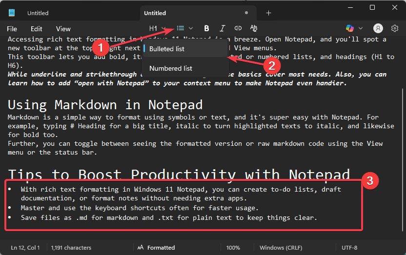 Use Markdown and Rich Text Formatting in Windows 11 Notepad - Make Tech ...