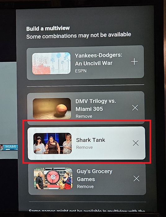 Removing channels from multiviews on YouTube TV.