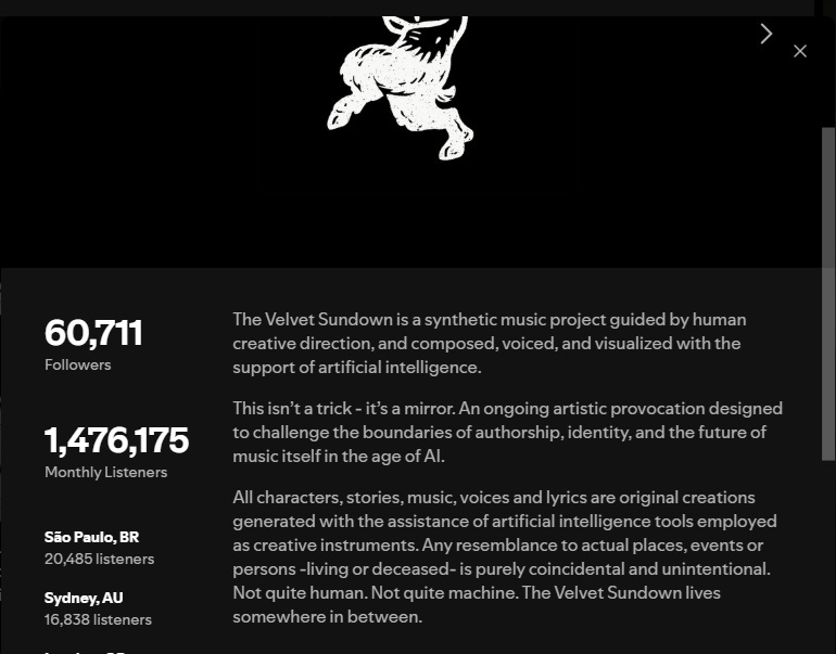 The Velvet Sundown's profile on Spotify.