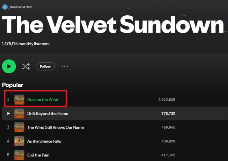 Viewing similar song titles of Velvet Sundown.