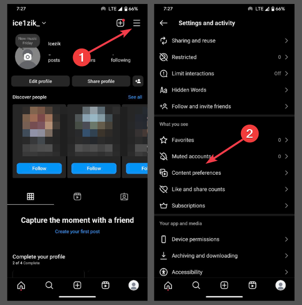 Instagram Content Preference