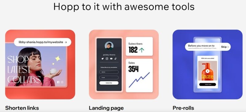 Options to spice up your link in bio page with Hopp.