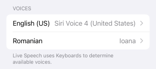 Selecting different language for Live Speech on iPhone. 