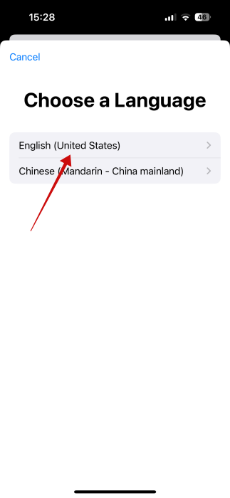 Choosing a language for Personal Voice on iPhone. 