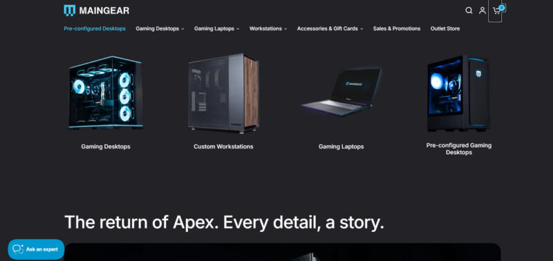 MainGear website home page