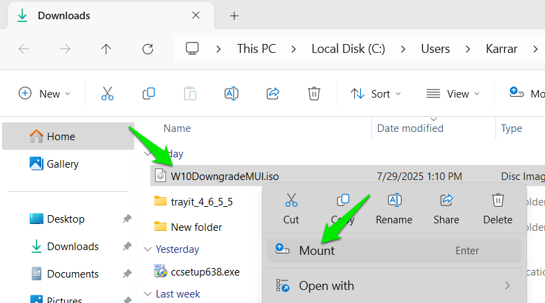 Mounting ISO of Windows 10