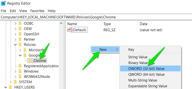 Creating new DWORD value in Windows Registry
