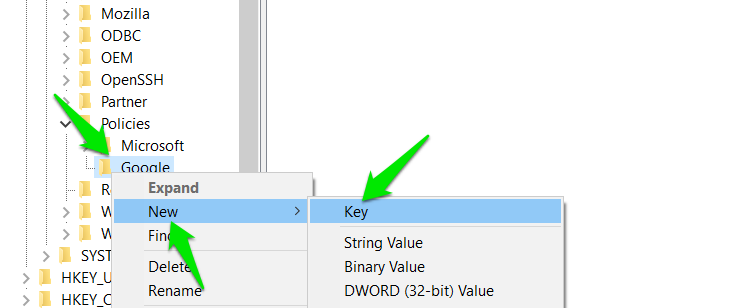 creating new key in Windows Registry