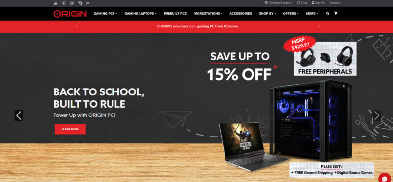 Origin PC website home page
