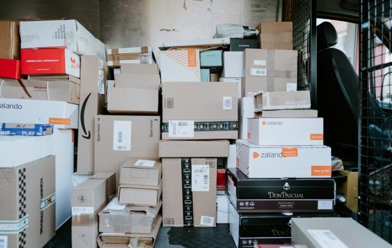 Truck full of packages.