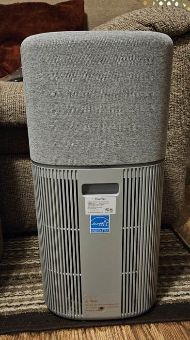 Handle on back of purifier.