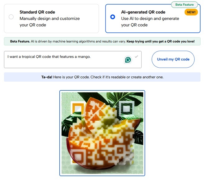 Generating AI code with QRNow on PC. 