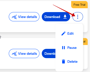 Menu allowing you to "Edit" QR code in QR Now dashboard on PC. 