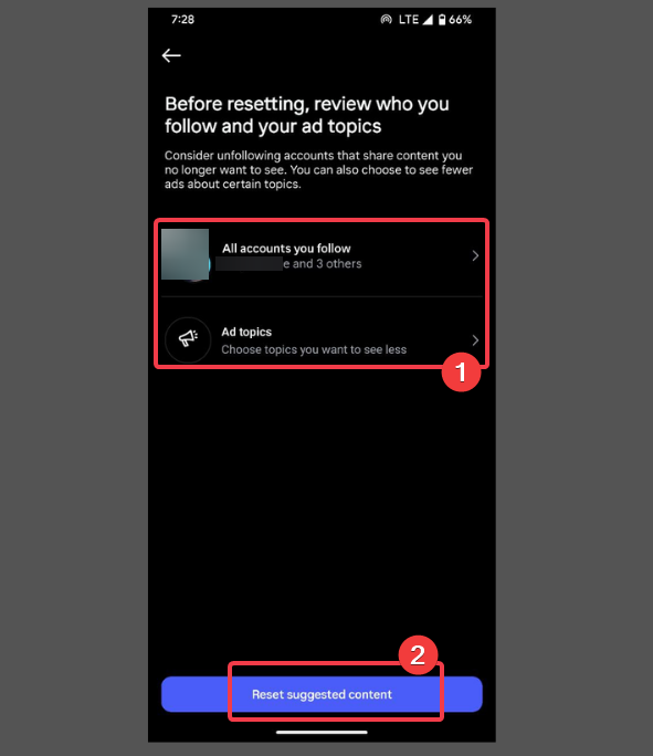 Review Accounts Followed Before Resetting Suggested Contents Instagram