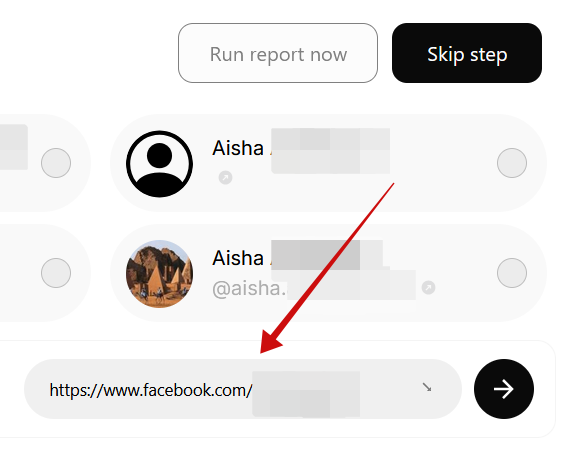 Adding link to Facebook in Socialprofiler manually.
