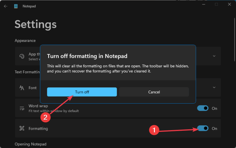 Turn Off Rich Text Formatting