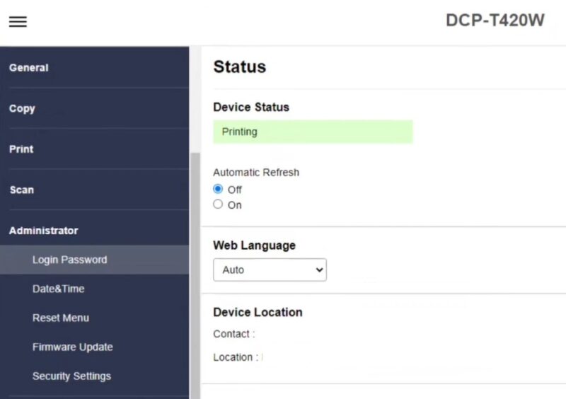Changing password for Brother printer.