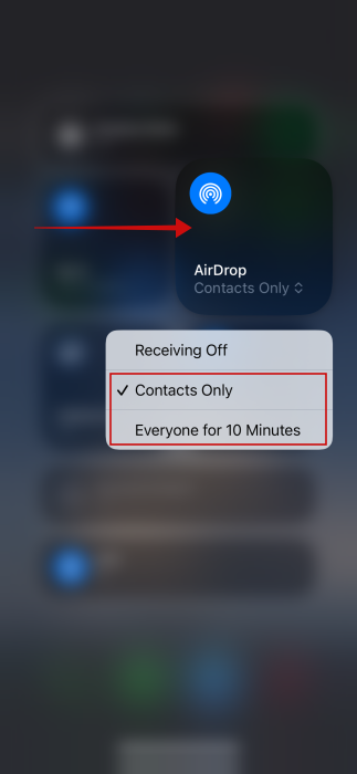 Tweaking sharing option for AirDrop on iPhone.