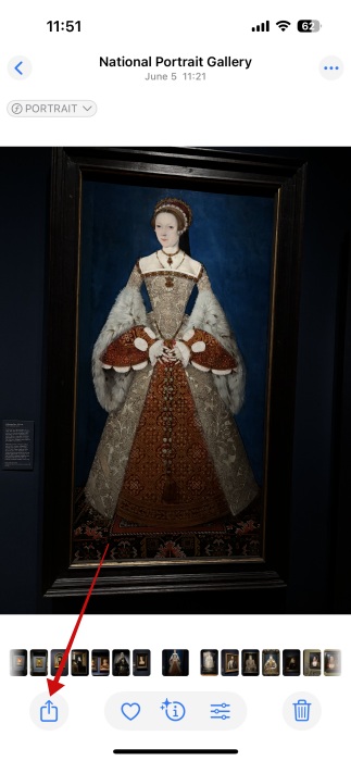 Pressing on "Share" button on iPhone. 