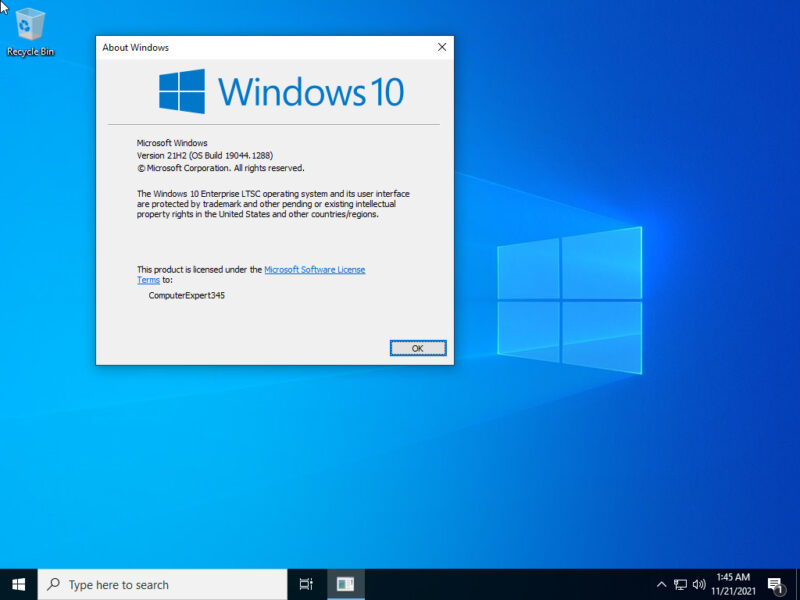 Windows 10 LTSC version information in Windows 10