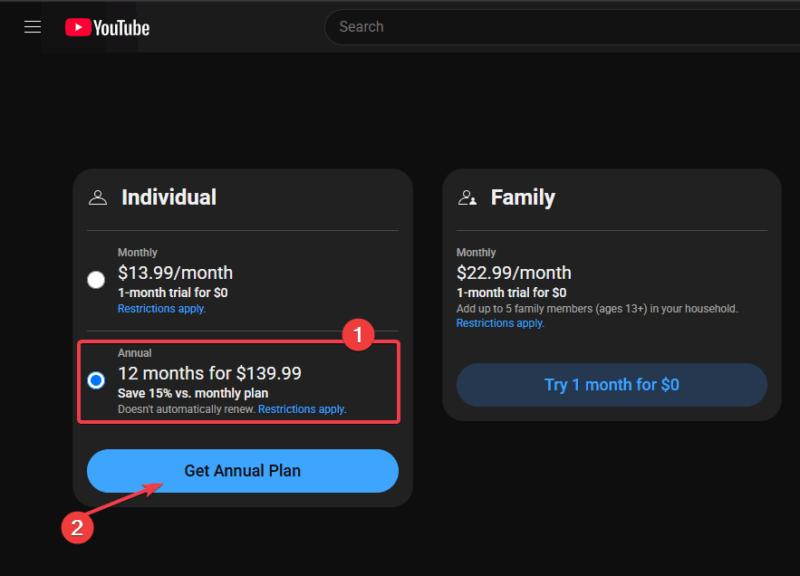 Youtube Annual Subscription