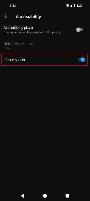 Switching on option to "Rotate Shorts" in YouTube app on Android. 