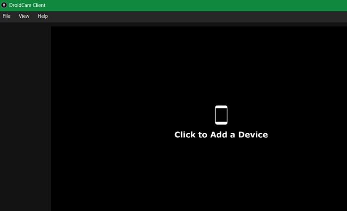 Click "Add a device" inside DroidCam client in Windows.