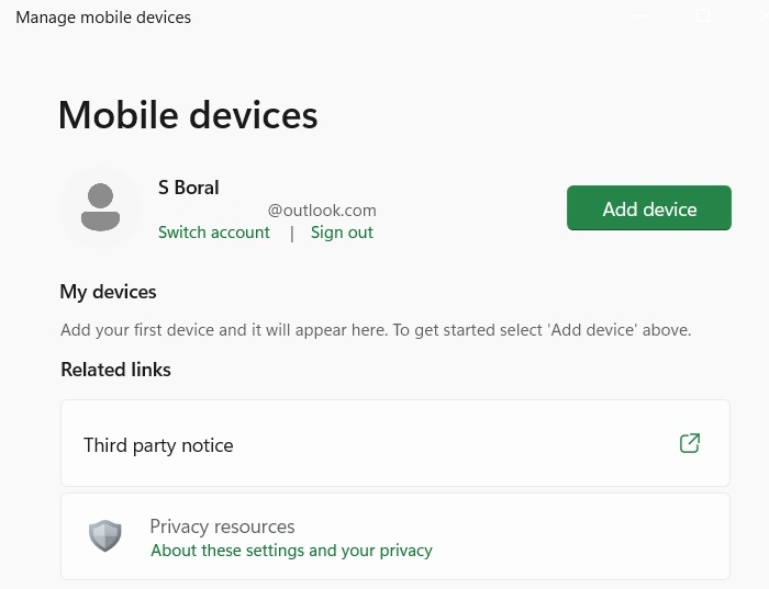Click "Add Device" under the Mobile devices menu.