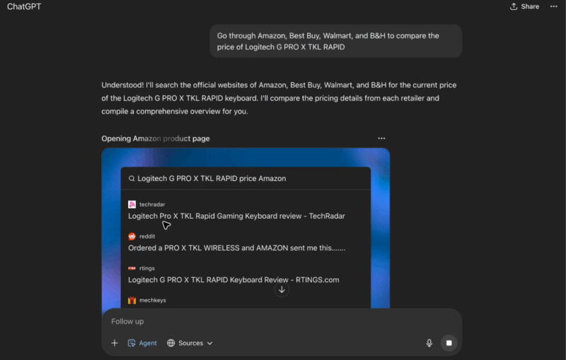 Chatgpt Agent in action