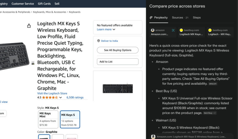 Comet comparing price for keyboard