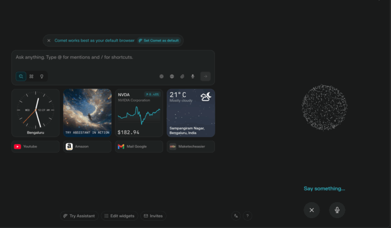 Comet Voice feature in action