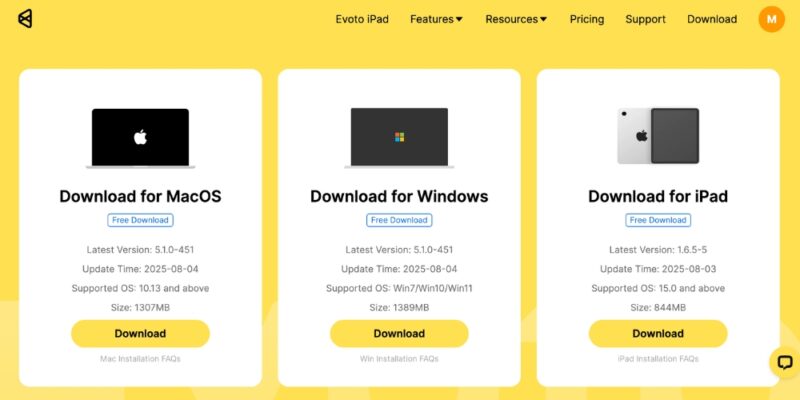 Evoto AI Download Screen