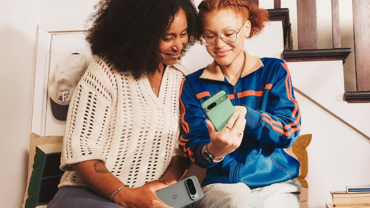 Mom and Daughter Using Google Pixel Phones