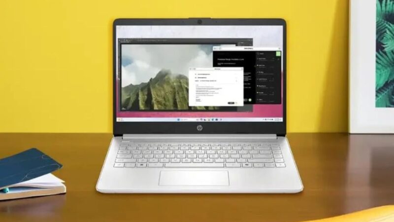 Hp 14 Inch Laptop On Wood Desk