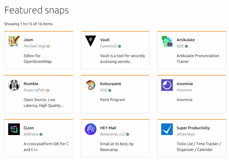 Snap Store Showing Apps