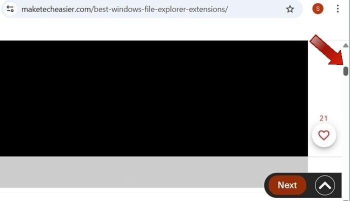 Using the one-finger gesture to drag a scrollbar on a browser window.