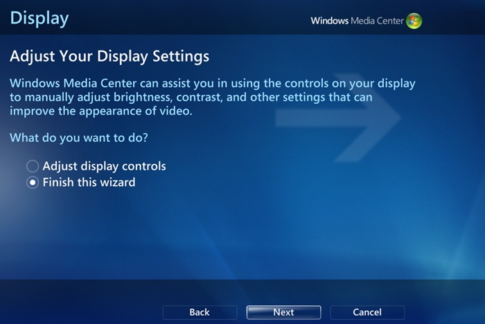 "Finish The Wizard" option while setting up TV configuration on WMC.