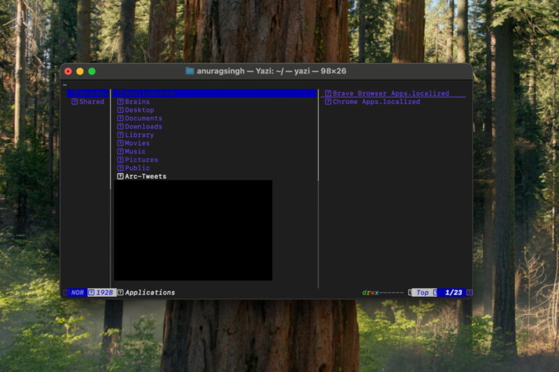 Yazi with the Starship plugin