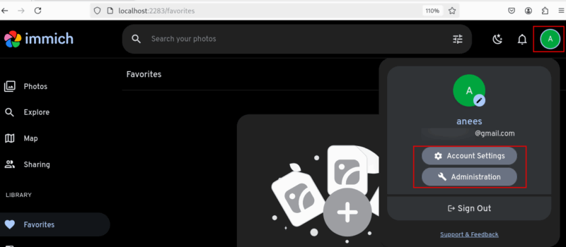 Adjust Settings Immich
