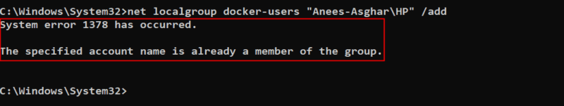 Already Member Of Docker Users