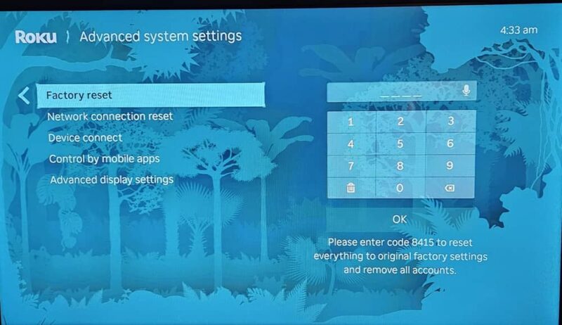 Factory reset Roku.
